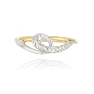 9ct Yellow And White Gold Diamond Twist Ring