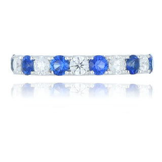 18ct yellow and white gold 0.75ct sapphire and diamond half eternity ring