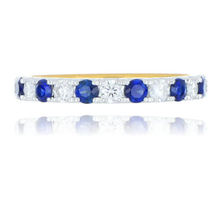 18ct yellow and white gold 0.42ct sapphire and diamond half eternity ring