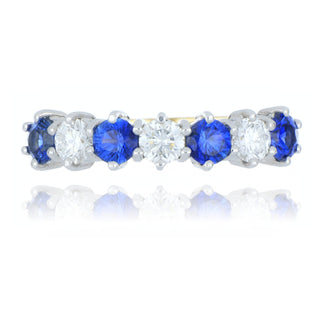 18ct Yellow Gold 0.82ct Sapphire and Diamond Half Eternity Ring