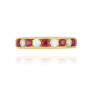 18ct Yellow Gold 0.59ct Ruby And Diamond Half Eternity Ring
