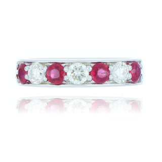 18ct White Gold 0.72ct Ruby And Diamond Half Eternity Ring