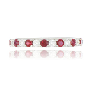 18ct White Gold 0.37ct Ruby And Diamond Half Eternity Ring