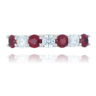 18ct yellow gold 0.73ct ruby and diamond half eternity ring