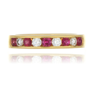18ct yellow gold 0.37ct ruby and diamond half eternity ring