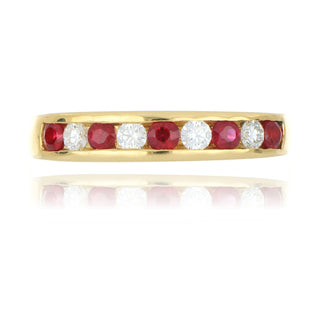 18ct Yellow Gold 0.45ct Ruby And Diamond Half Eternity Ring