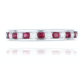 18ct white gold 0.34ct ruby and diamond half eternity ring