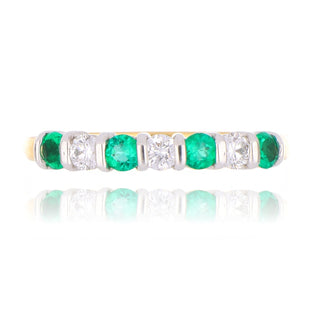 18ct Yellow Gold 0.26ct Emerald And Diamond Half Eternity Ring
