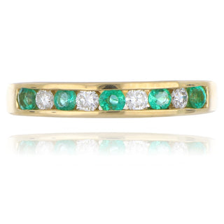 9ct yellow gold 0.35ct emerald and diamond half eternity ring