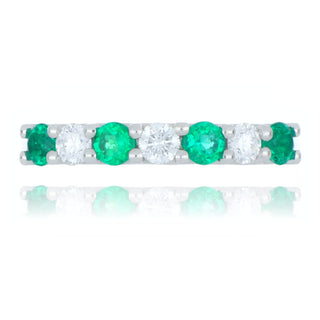Platinum 0.42ct Emerald and Diamond Half Eternity Ring