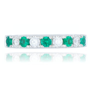 18ct White Gold 0.35ct Emerald and Diamond Half Eternity Ring