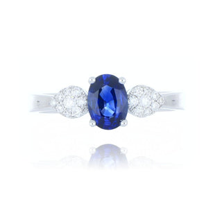 18ct White Gold 0.83ct Sapphire And Diamond 3 Stone Style Ring