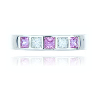 Platinum 0.53ct Pink Sapphire And Diamond 5 Stone Ring