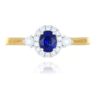 18ct yellow gold 0.53ct sapphire and diamond cluster ring