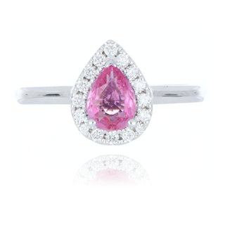 18ct white gold 0.78ct pink sapphire and diamond cluster ring