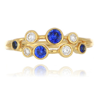 18ct yellow gold 0.34ct sapphire and diamond scatter ring