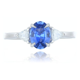 Platinum 1.18ct Sapphire and Diamond 3 Stone Ring