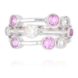 Fine Jewellery Jewellery 18ct White Gold 1.19ct Pink Sapphire and Diamond Scatter Ring 0204661