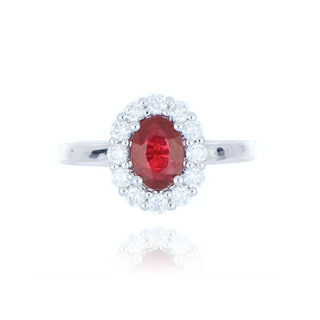 18ct White Gold 0.84ct Ruby And Diamond Cluster Ring