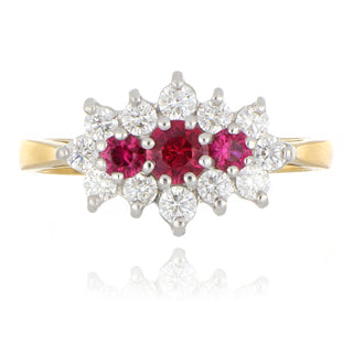 18ct yellow gold 0.48ct ruby and diamond boat ring