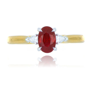 18ct Yellow Gold 1.04ct Ruby And Diamond 3 Stone Ring