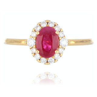 Fine Jewellery Jewellery 18ct Rose Gold 0.85ct Oval Ruby And Diamond Halo Ring 0205266