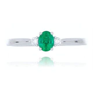 Platinum 0.35ct emerald and diamond 3 stone ring
