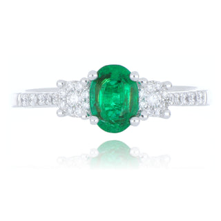 Platinum 0.54ct Emerald and Diamond 3 Stone Style Ring