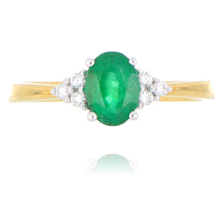 Fine Jewellery Jewellery 18ct Yellow Gold 0.92ct Emerald and Diamond Trefoil Ring 0206176