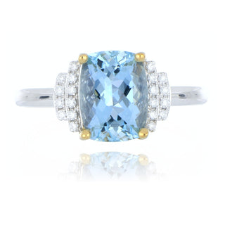 18ct white gold 1.86ct aquamarine and diamond 3 stone style ring