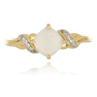 9ct yellow gold opal and diamond ring