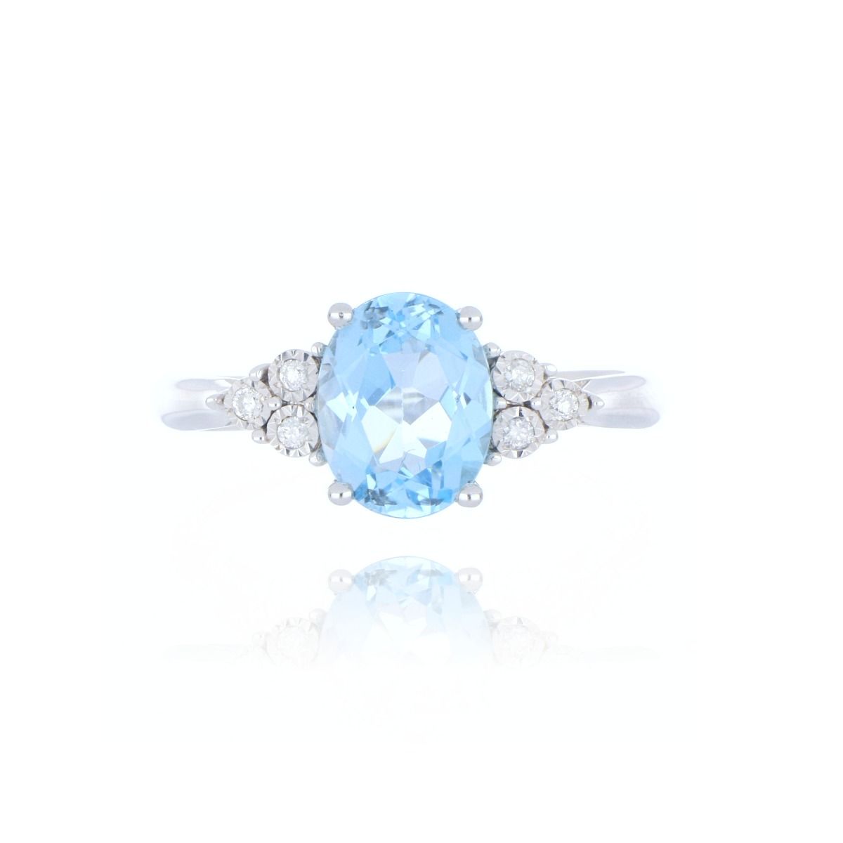 9ct white gold blue topaz and diamond stone style ring Allum