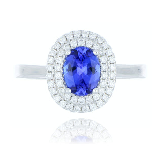 18ct White Gold 1.08ct Tanzanite And Diamond Double Cluster Ring