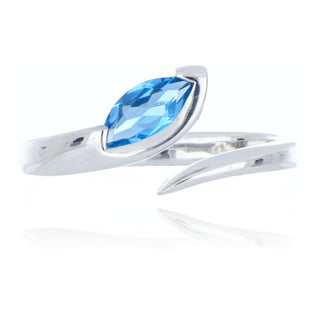 9ct white gold blue topaz open twist ring