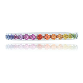 Platinum 0.42ct rainbow sapphire half eternity ring