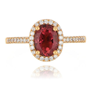 18ct rose gold 1.38ct pink tourmaline and diamond ring with diamond set shoulders