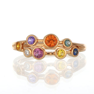 18ct rose gold rainbow sapphire scatter ring
