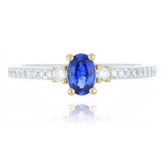 Platinium & 18ct Yellow Gold Sapphire 0.65ct Diamond 0.19ct Ring