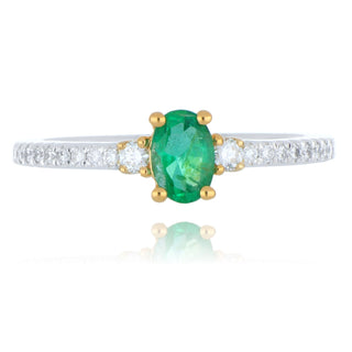 Platinum & 18ct Yellow Gold 0.47ct Emerald and 0.19ct Diamond Ring