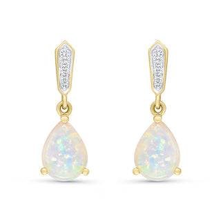 Fine Jewellery Jewellery 18ct Yellow Gold 1.20ct Opal and Diamond Drop Earrings 1208218