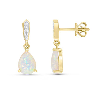 Fine Jewellery Jewellery 18ct Yellow Gold 1.20ct Opal and Diamond Drop Earrings 1208218