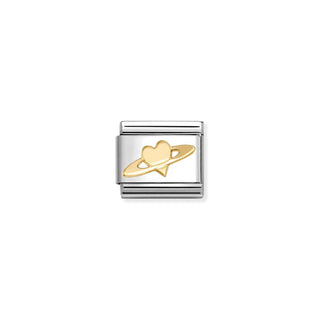 Nomination Jewellery Nomination Stainless Steel and 18ct Yellow Gold Composable Saturn Heart Link 2514371