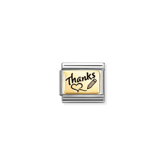 Nomination Jewellery Nomination Stainless Steel and 18ct Yellow Gold Composable Thanks Link 2514303