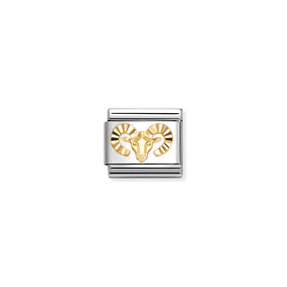 Nomination Jewellery Nomination Stainless Steel and 18ct Yellow Gold Composable Etched Detail Aries Link 2514382