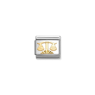 Nomination Jewellery Nomination Stainless Steel and 18ct Yellow Gold Composable Etched Detail Libra Link 2514388