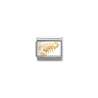 Nomination Composable Nomination Stainless Steel and 18ct Yellow Gold Composable Etched Detail Scorpio Link 2514389