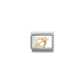 Nomination Composable Nomination Stainless Steel and 18ct Yellow Gold Composable Etched Detail Sagittarius Link 2514390