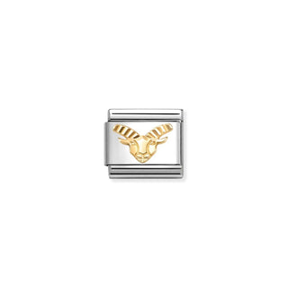 Nomination Composable Nomination Stainless Steel and 18ct Yellow Gold Composable Etched Detail Capricorn Link 2514391