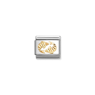 Nomination Composable Nomination Stainless Steel and 18ct Yellow Gold Composable Etched Detail Pisces Link 2514393