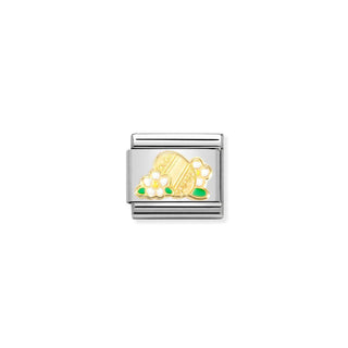 Nomination Jewellery Nomination Stainless Steel and 18ct Yellow Gold Composable Easter Egg with Flowers Link 2513677